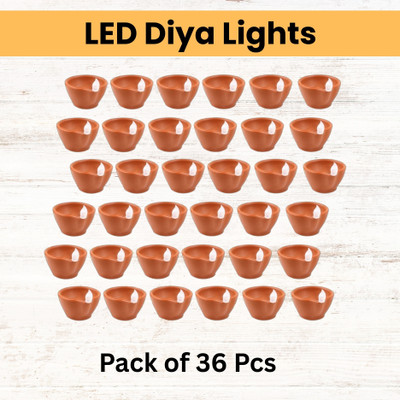 Frony LED Water Diya, Water Sensor Diya for Diwali Festival Home & Office DécorZQ484 Plastic (Pack of 36) Table Diya Set(Height: 2 inch)