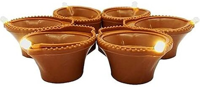 MIFADECOR Smart Water Sensor LED Candle Diya Set Plastic (Pack of 6) Table Diya(Height: 1.7 inch)