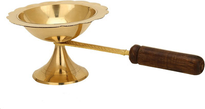DARIDRA BHANJAN Pure Brass Dhoop Dani Puja Dhoobakkal Gosa/Kapoor Diya/Aarti Deepak Brass Table Diya(Height: 3.5 inch)