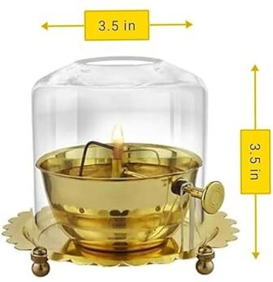 Sanviart Brass Table Diya(Height: 3.5 inch)