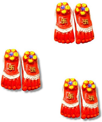 BSKD Terracotta Maa Laxmi Ji Mini Charan Paduka Terracotta (Pack of 3) Table Diya Set(Height: 2 inch)