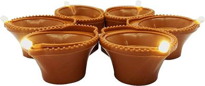 Da Novira Led Diya Plastic (Pack of 6) Table Diya Set(Height: 5 inch)