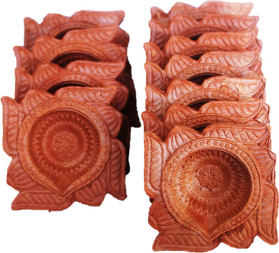 Jetwals clay diya Terracotta (Pack of 11) Table Diya(Height: 2 inch)
