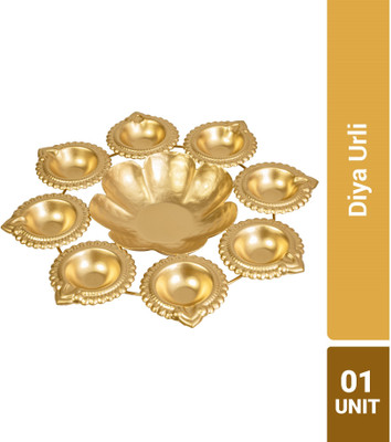 Flipkart SmartBuy Diya Plate (8 cavity), 12 inch Steel Table Diya Set(Height: 2.54 cm)