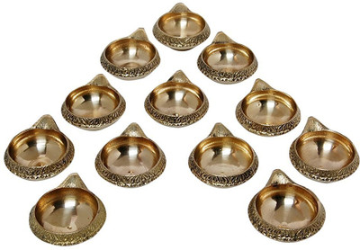 E-Handicrafts Brass (Pack of 12) Table Diya Set(Height: 0.787402 inch)