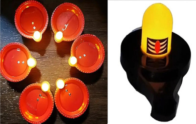 QinPin Plastic (Pack of 7) Table Diya Set(Height: 1.5 inch)