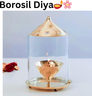 DARIDRA BHANJAN Diya for Puja Gold Lamp Tea Light Holder Akhand Aarti Diya For Diwali Puja Brass Table Diya(Height: 5 inch)