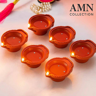 AMN COLLECTION Plastic (Pack of 6) Table Diya Set(Height: 1 inch)