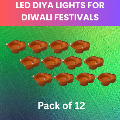 Frony Water Sensor Diya LED Water Diyas for Diwali Home & Office Décor Pack of 12 E375 Plastic (Pack of 12) Table Diya Set(Height: 2 inch)