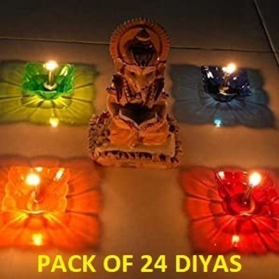 EKOKI 3D Reflection Multicolor Reusable Panti /Diya Plastic (Pack of 24) Table Diya Set(Height: 1.5 inch)
