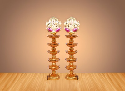 Nabhya 25 Deep Ganesh Electric Rice LED, 5 Layer Diya for Temple Table Diya Pack Of 2 Plastic (Pack of 2) Table Diya Set(Height: 13 inch)