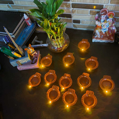 priortech solution Plastic (Pack of 12) Hanging Diya Set(Height: 0.35 inch)