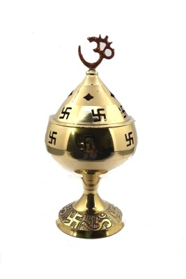 Spherulemuster Brass Akhand Jyoti Diya Stand with Cover Oil Lamp for Temple & Home Decor (16cm) Brass Table Diya(Height: 16 cm)