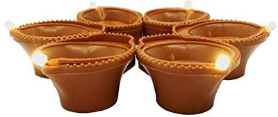 Kisam For Diwali Lighten Up When Fill with Water Plastic (Pack of 6) Table Diya Set(Height: 1 inch)