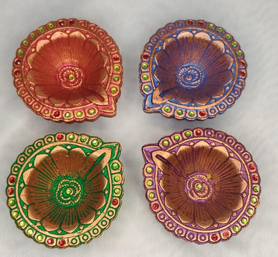 Srajan Creation Terracotta (Pack of 12) Table Diya(Height: 1.2 inch)