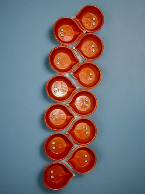 3BAAN X2 Sensor Brown Real Diya, Lighten Up When Fill with Water Plastic Plastic (Pack of 12) Table Diya Set(Height: 2 inch)