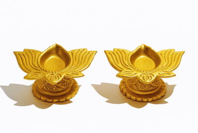 ALTINORA Lotus shaped Diya |Diya for pooja Aluminium, Iron Table Diya Set(Height: 1.5 inch)