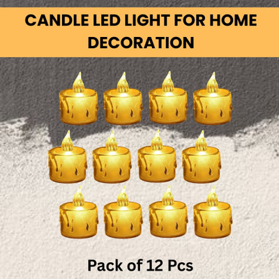 Guggu LED Candle Lights, LED Flameless Crystal Tea Candles Light For Diwali DécorQ430 Plastic (Pack of 12) Table Diya Set(Height: 2 inch)