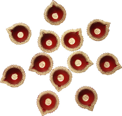BS NATURAL Earthenware (Pack of 12) Table Diya Set(Height: 1 inch)