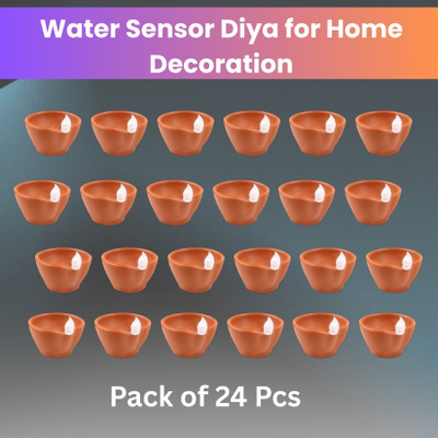 Frony LED Water Diya, Water Sensor Diya for Diwali Festival Home & Office DécorQE312 Plastic (Pack of 24) Table Diya Set(Height: 2 inch)