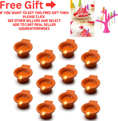 ZURU BUNCH LED Diya with Water Sensor Battery Powered For Temple Office/Home Decoration12pc Plastic (Pack of 12) Table Diya Set(Height: 1.1 inch)