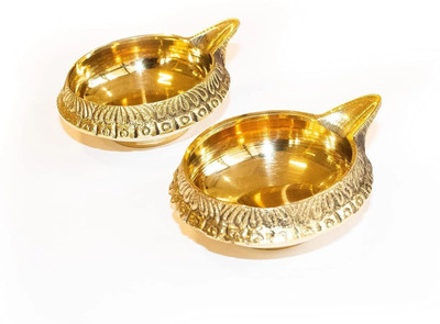 T-KA108 Brass Kubera Deepam | Bring Good Luck , Prosperity and Wealth | Pooja Items Brass (Pack of 2) Table Diya Set(Height: 1.2 inch)
