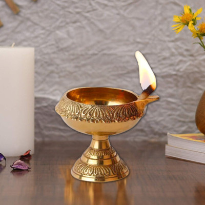 SBBCO Brass Diwali Kuber Diya/Diya Oil Ghee Lamp for Puja Home Decor Brass Table Diya Brass Table Diya(Height: 2 inch)