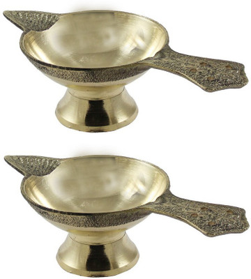 Subh Store Brass Diya Combo of 2 Brass (Pack of 2) Table Diya(Height: 1.2 inch)