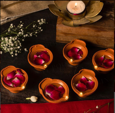 SUVIKSHA Plastic Water Sensor LED Diyas with Water sensing technology Plastic (Pack of 6) Table Diya Set(Height: 1.5 inch)