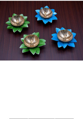 Ashamohar Brass (Pack of 4) Table Diya(Height: 3.5 inch)