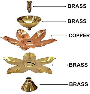 Copperika Pure Copper Brass Lotus Diya 3inch/1.5 inch for Pooja Diya Oil Lamp Home Decor Copper Table Diya Set(Height: 1.5 inch)