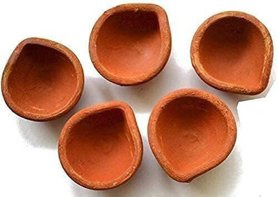 brikshi Earthenware (Pack of 30) Table Diya Set(Height: 1 inch)