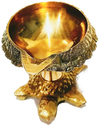 Samy Collectables Brass Kuber Diya with Turtle Base(1Pieace) Brass Table Diya(Height: 2.25 inch)