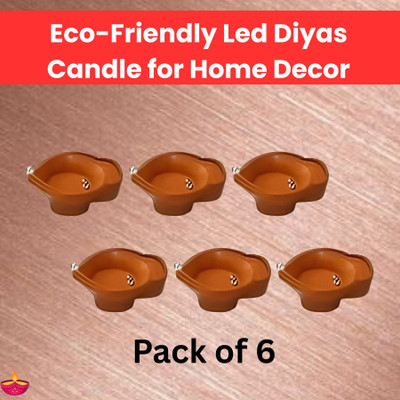 Guggu LED Water Diya & Water Sensor Diya for Diwali Festival Home & Office Décor_6A310 Plastic (Pack of 6) Table Diya Set(Height: 2 inch)