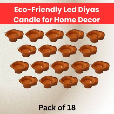 Guggu Water Sensor Diya, Electric LED Diyas for Diwali & Office Décor Pack of 18 I3 Plastic (Pack of 18) Table Diya Set(Height: 2 inch)