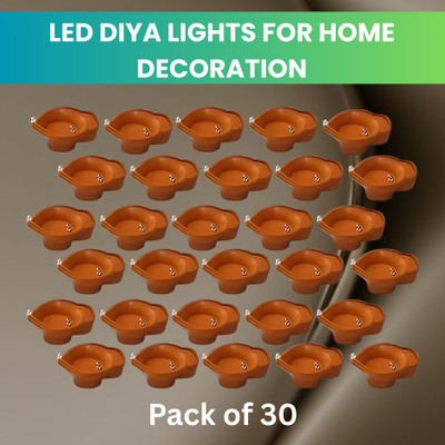 SACRO Water Sensor Diya LED Water Diyas for Diwali Home & Office Décor Pack of 30 B332 Plastic (Pack of 30) Table Diya Set(Height: 2 inch)