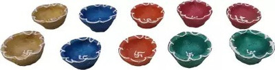Puff Smart Terracotta (Pack of 10) Table Diya Set(Height: 1.5 inch)
