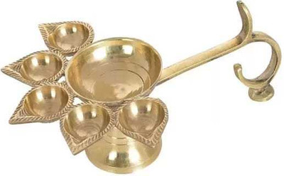 Spherulemuster Brass Material Panchmukhi Deepak/Diya Brass Table Diya(Height: 2.3 inch)