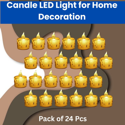 Guggu LED Candle Lights, LED Flameless Crystal Tea Candles Light For Diwali DécorE303 Plastic (Pack of 24) Table Diya Set(Height: 2 inch)