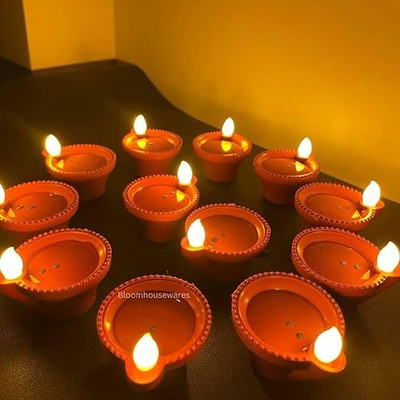 Galora Enterprise Water Sensor Brown Real Diya For Home Décor, Diwali and More Occasions Plastic (Pack of 6) Table Diya Set(Height: 4 inch)