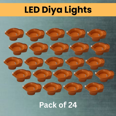 Guggu Water Sensor Diya, Electric LED Diyas for Diwali & Office Décor Pack of 24 E132 Plastic (Pack of 24) Table Diya Set(Height: 2 inch)