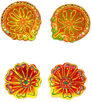 Lakhdatar Mall Terracotta (Pack of 4) Table Diya Set(Height: 2 inch)