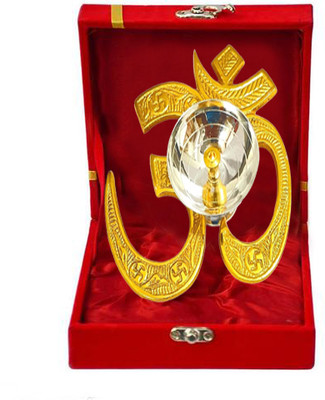 Crinikle Om Diya with Velvet Gift Box for Puja,Diwali Gift,FarewellGift|Brass Oil Deepak Brass Table Diya(Height: 2 inch)