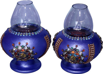 ITHAZHYAZ Terracotta (Pack of 2) Table Diya Set(Height: 4 inch)