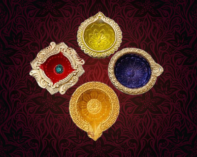 anilStore Set of 4 Mitti ke Diye Pottery (Pack of 4) Table Diya(Height: 1 inch)