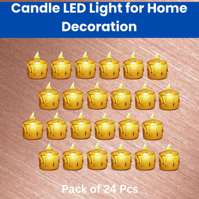 Guggu LED Candle Lights, LED Flameless Crystal Tea Candles Light For Diwali DécorE129 Plastic (Pack of 24) Table Diya Set(Height: 2 inch)
