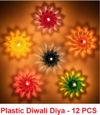 ReeQ Plastic (Pack of 12) Table Diya Set(Height: 1.5 inch)