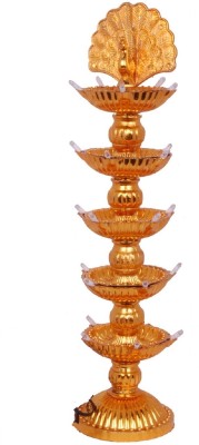 Flipkart SmartBuy 25 Deep Peacock 5 Layer Electric Diya Deepak Light Pooja Diya LED Light Plastic Table Diya(Height: 13.5 inch)