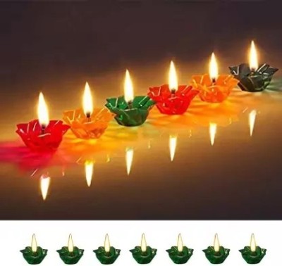 BSVR Traditional Refection LED Water Diya Temple ,Office ,Home ,Diwali Decoration 273 Plastic (Pack of 6) Table Diya Set(Height: 3 inch)