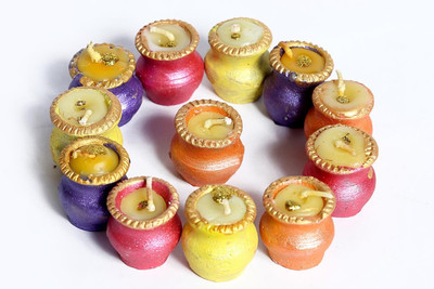 Puff Smart Terracotta (Pack of 12) Table Diya Set(Height: 1.5 inch)